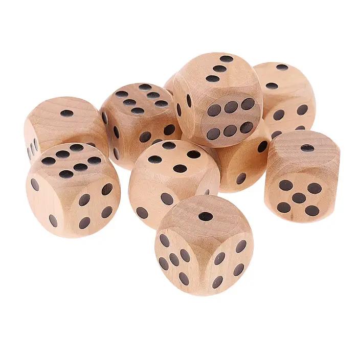 Dés en bois à 6 faces pour jeux de rôle, jeux de guerre britanniques, jeux de rôle Raf, 20mm, 10 piè