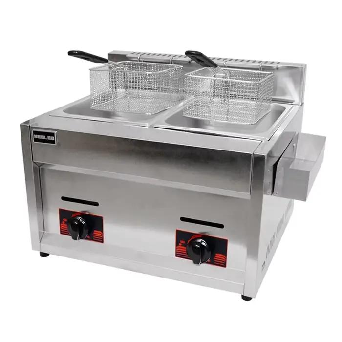 XEOLEO Commercial 12L Double réservoirs friteuse à gaz en acier inoxydable équipement de restauratio