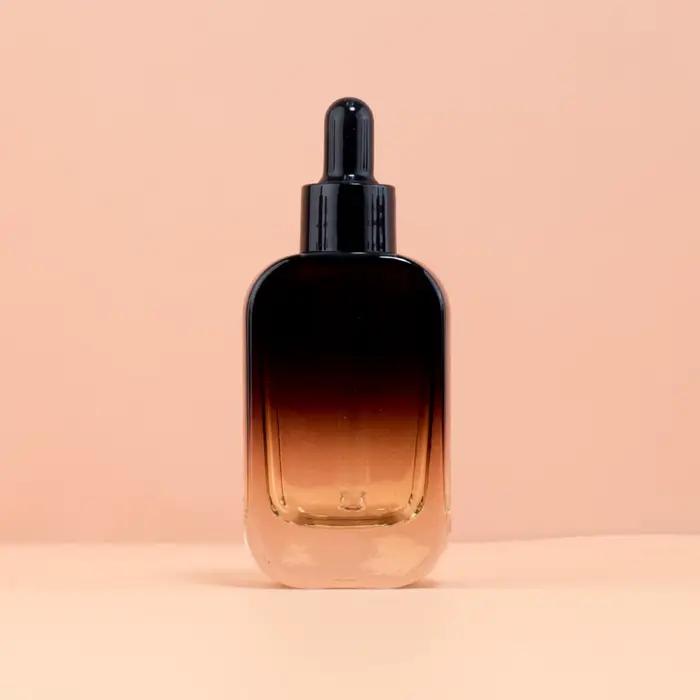 Flacon compte-gouttes marron, bouteille en verre d'huile essentielle, bouteille d'essence de crème c