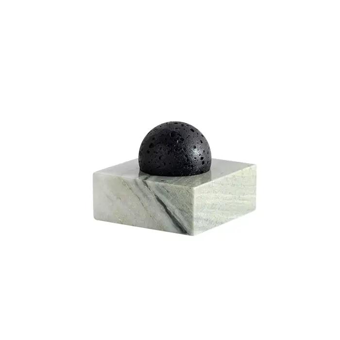 Diffuseur de pierre de roche de lave noire avec base en marbre, diffuseurs d'huiles essentielles de 