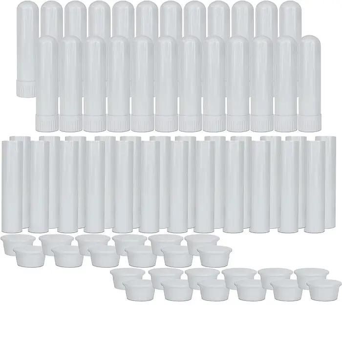 Tubes d'inhalateur nasal blanc d'aromathérapie d'huile essentielle (24 bâtons complets), inhalateurs
