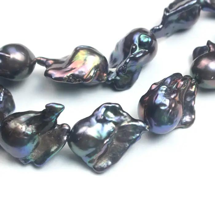 Perle noire d'eau douce naturelle en forme de queue de poisson, perles amples pour la fabrication de