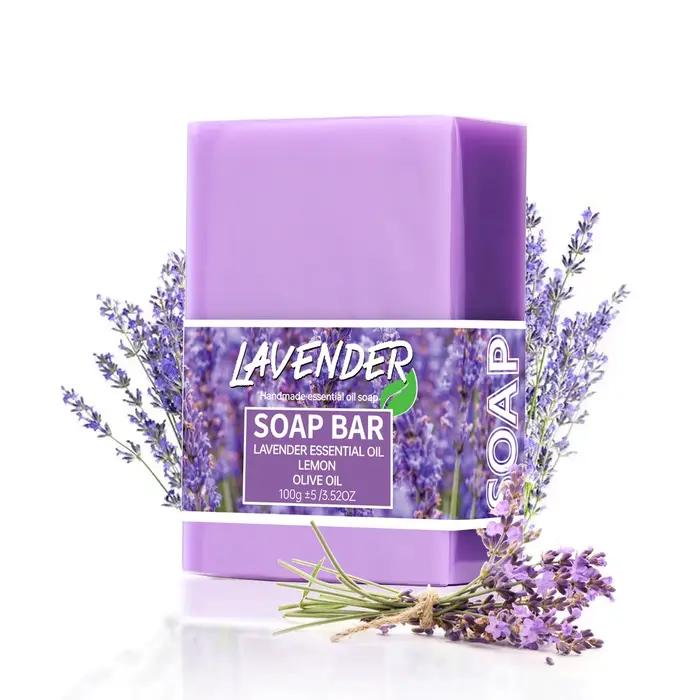 100g huile de lavande fait à la main glycérine barre de savon corps visage savon nettoie en profonde