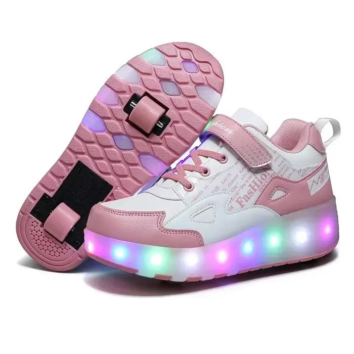 Patins à roulettes à quatre roues pour enfants, chaussures de sport et de loisirs, pour garçons et f