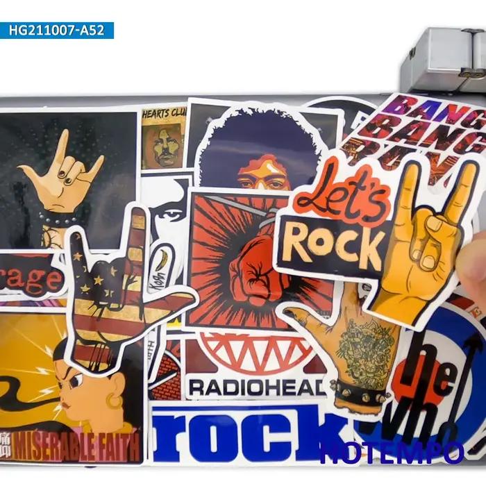 50 Pièces, Autocollants Rock and Roll, Mode rétro, Motif d'art mixte, pour téléphone, album, bagage,