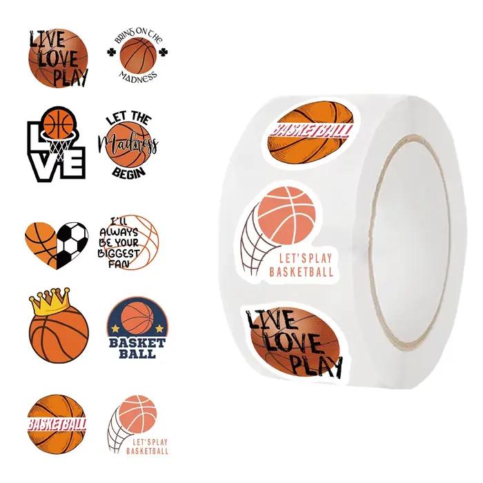 Rouleau d'autocollants de sport de basket-ball, 500 pièces, adaptés aux bagages, moto, ordinateur po