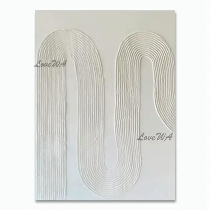 Peinture à l'huile abstraite texturée blanche Pure, image murale moderne Simple et élégante pour Res