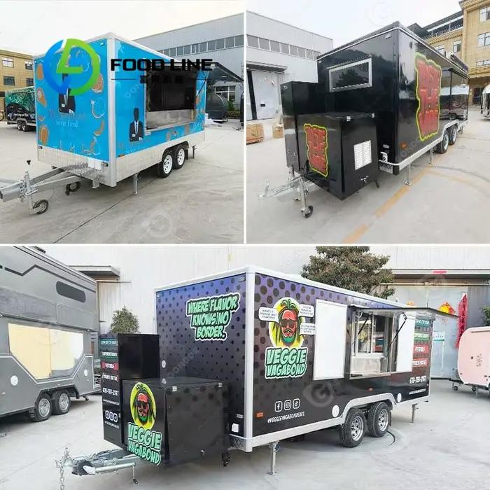 Chariot de nourriture mobile, bar itinérant, remorque à pizza, tente événementielle, camion combiné,