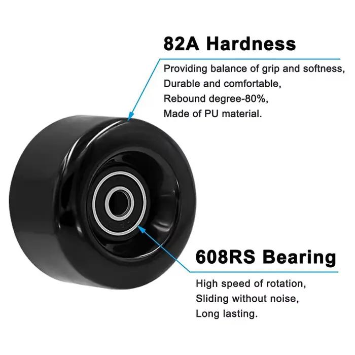 AB94-4 roues de patins à roulettes avec roulements pour patinage à double rangée, patins à roulettes