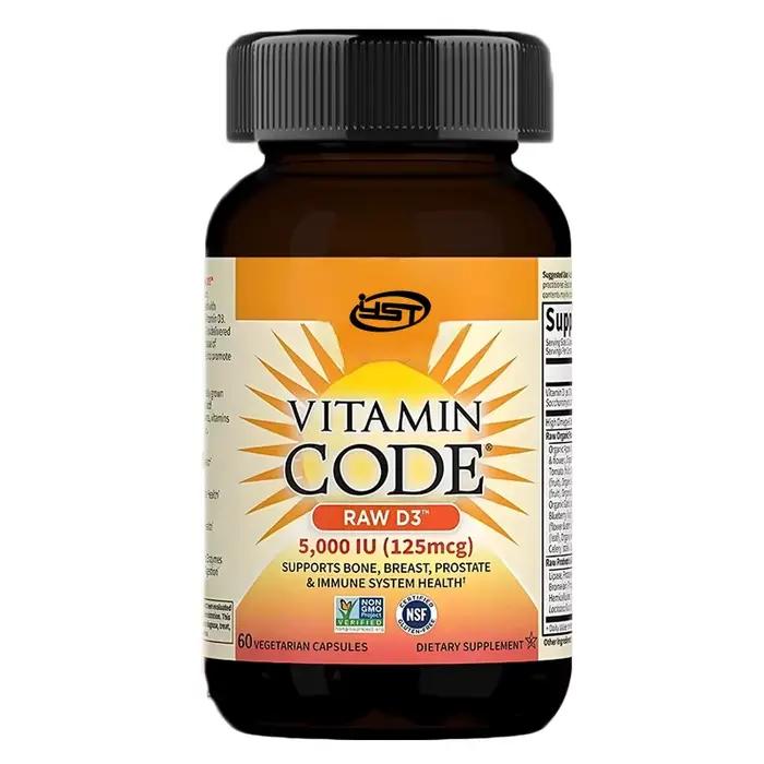 Capsules de vitamine D 5000 UI, contenant de la Chlorella Vulgaris, des fruits, des légumes et des p