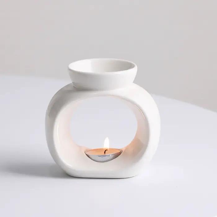 Brûleur d'Huiles Essentielles en Porcelaine, Encensoir Décoratif, Chauffe-sexuellement, Brûleur d'Ar