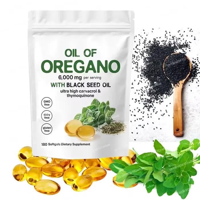 180/900 gélules d'huile d'origan 2 en 1, 6000 mg, capsules de supplément d'huile d'origan avec huile