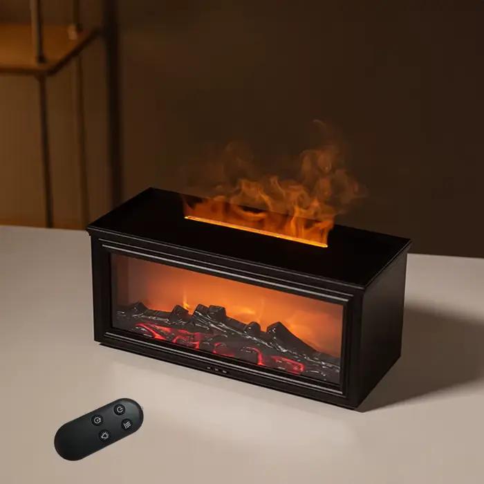 Diffuseur d'huiles essentielles avec effet de flamme de cheminée réaliste, humidificateur d'aromathé