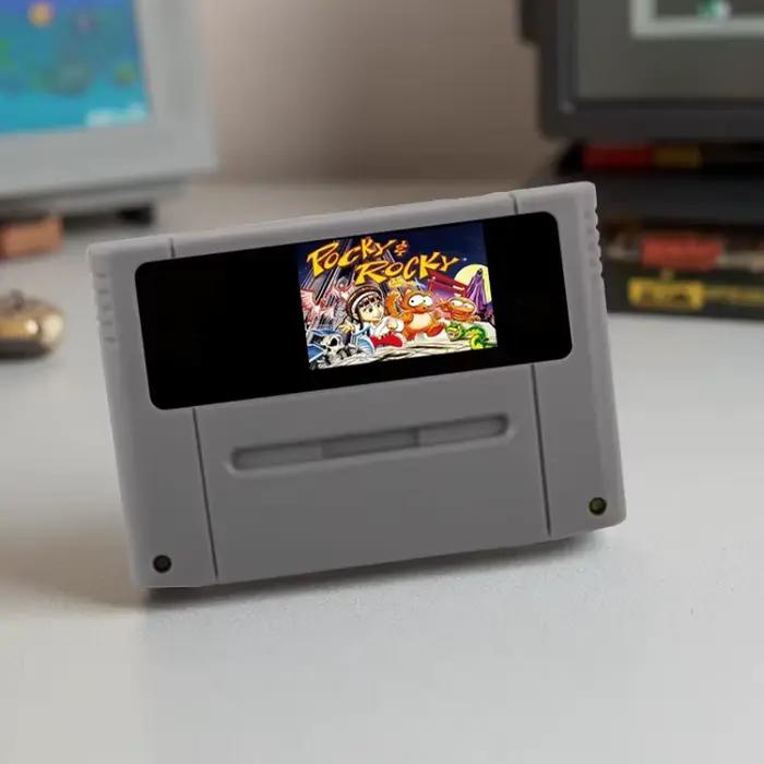 Cartouche de jeu vidéo Pocky&Rocky 1 2 Link 018 pour SNES, 19 types de jeux 16 bits, USA/EUR, pour c