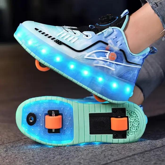 Patins à roulettes à 2 roues pour femmes et filles, baskets à roulettes rétractables, chaussures de 
