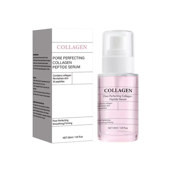 Sérum au collagène et aux peptides pour affiner les pores, raffermissant et éclatant, soin des pores