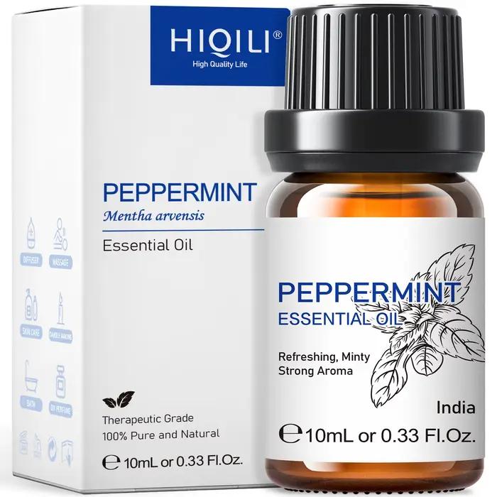 HIQILI Huile essentielle de menthe poivrée 10/30/100/500 ml, air frais, parfum d'intérieur, utilisée