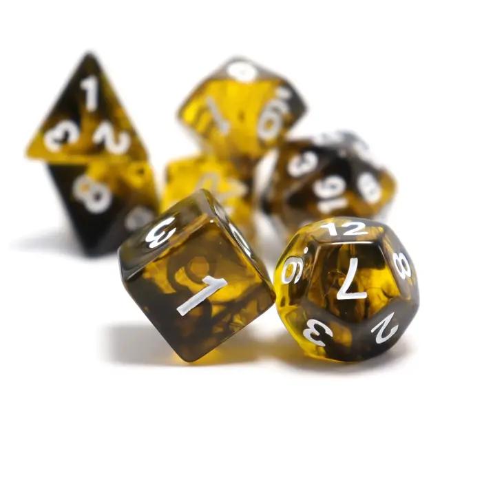 Dés de jeu polyédriques noirs et jaunes, dés jouets, jeux de société de rôle, dés coopératifs multij