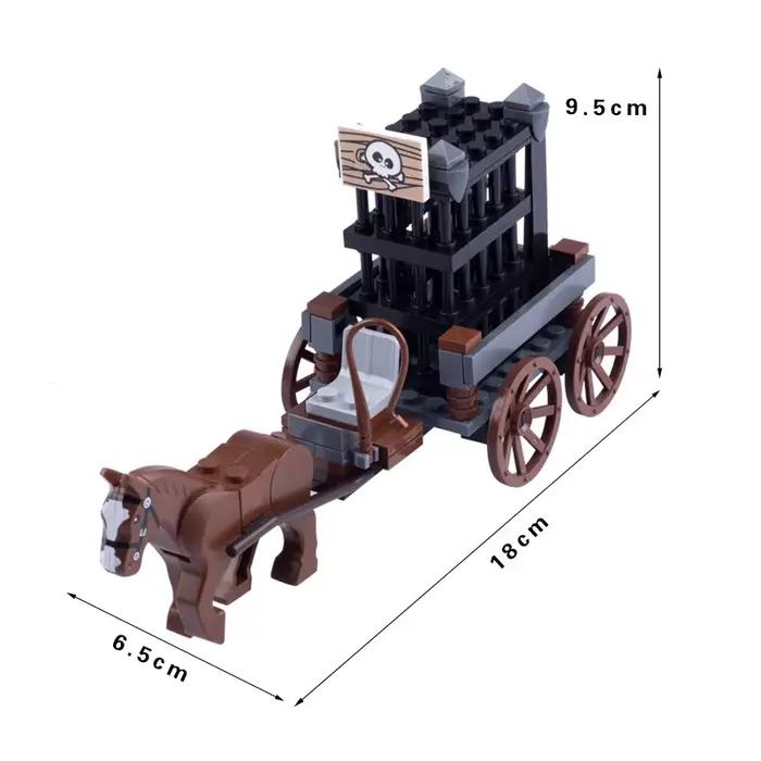 Remorque de bétail médiéval à monter soi-même, chariot à cheval, bloc de construction, château, Char