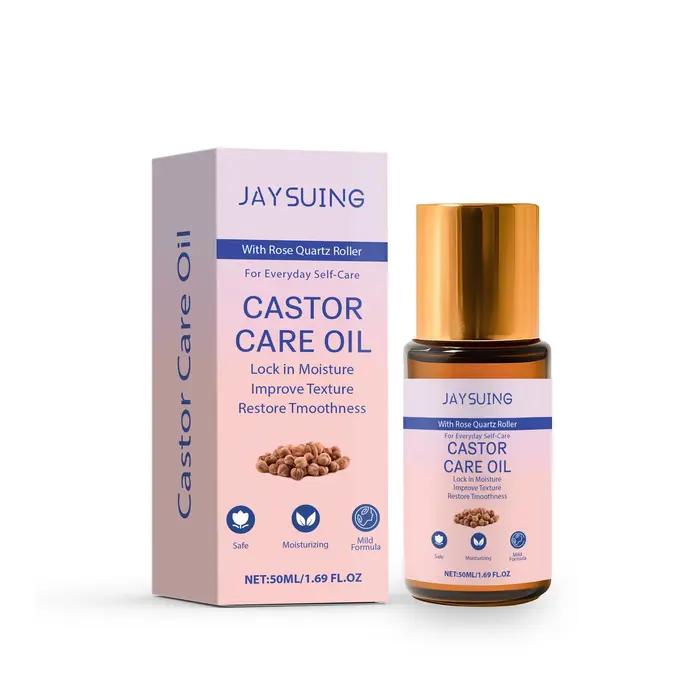 Huile de ricin biologique naturelle avec rouleau en quartz rose, soin de la peau, huile essentielle,