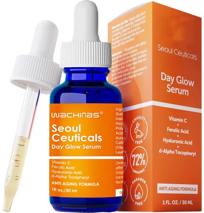 Sérum à 20% de vitamine C et acide hyaluronique férulique, soin pour la peau, anti-âge, anti-déforma