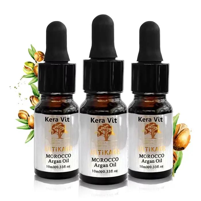 Ensemble de soins capillaires à l'huile d'argan marocaine 3 pièces * 10 ml Huile de soin capillaire 