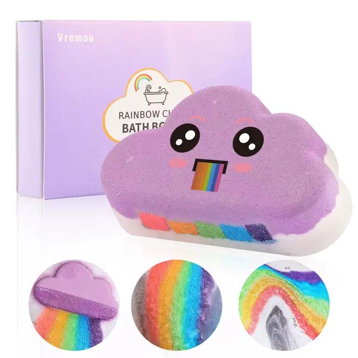 Bombe de bain arc-en-ciel lavande violette, hydratante et nourrissante, aux couleurs éclatantes et a