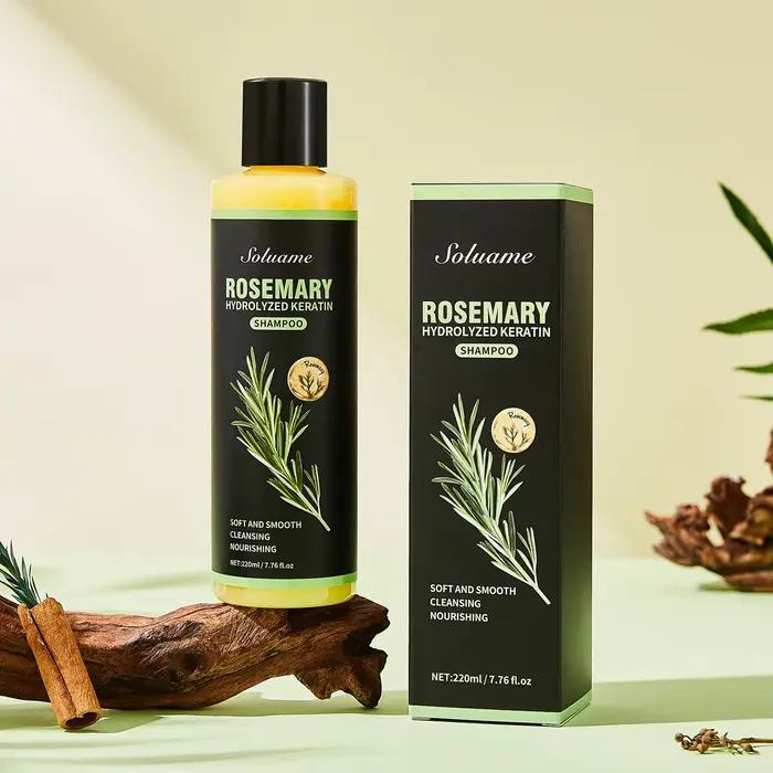 Shampoo au romarin avec kératine hydrolysée - Traitement capillaire doux, lissant et nourrissant, ne