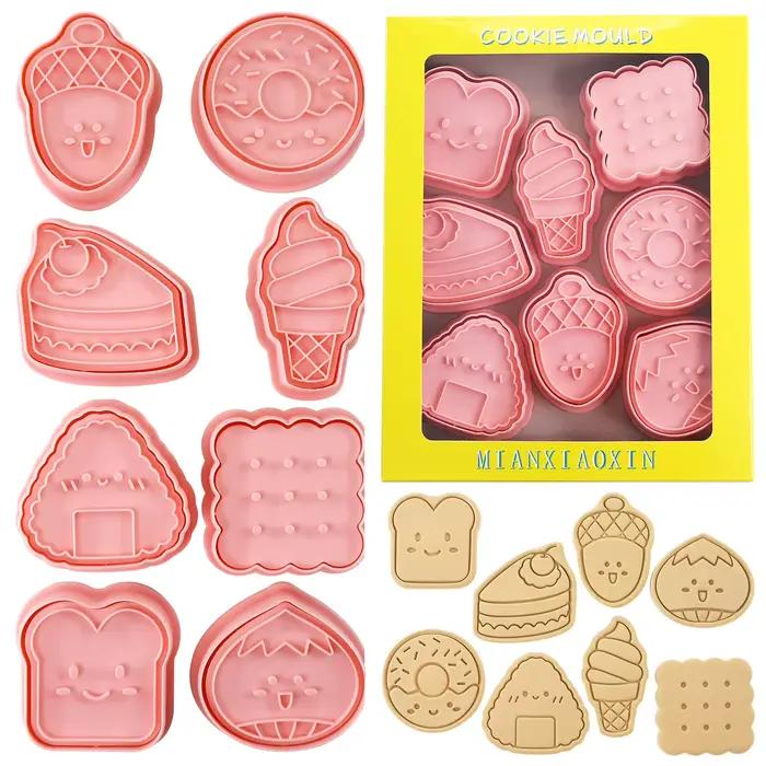 8 emporte-pièces mignons pour biscuits, en forme de beignets, de pain, de crème glacée, moules à bis