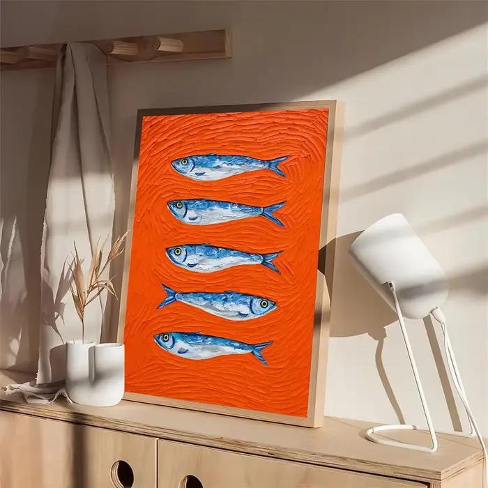 Autocollant coloré sardine poisson océan, étiquette autocollante en papier imperméable, décor de mai