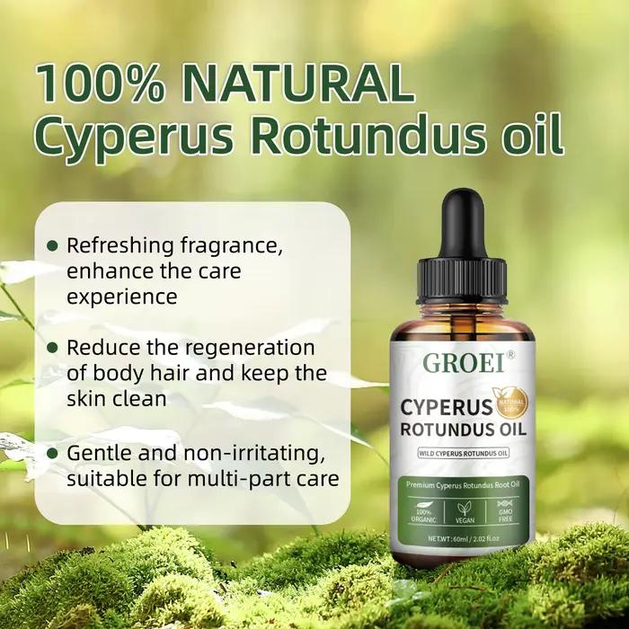 Huile de Cyperus Rotundus biologique naturelle, 60ml, pour la réduction de la croissance des cheveux