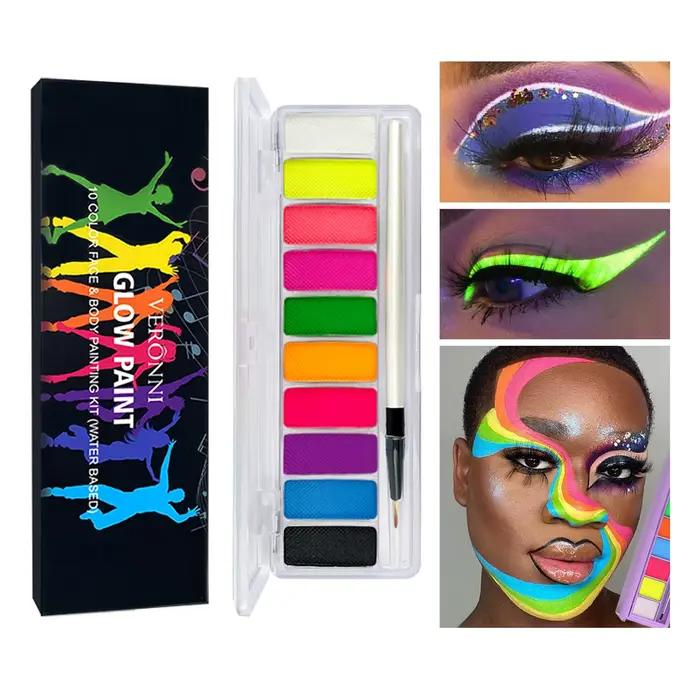 10 couleurs lueur fluorescente néon huile visage corps Art peinture UV lueur peinture à l'huile Hall