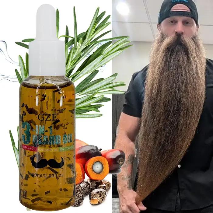 GZE Huile à barbe 3 en 1 pour soin - Hydrate la barbe et conditions de la peau - Élimine les flocons