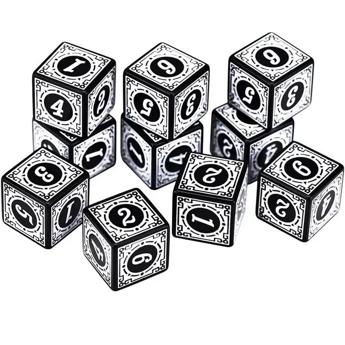 10 dés numérotés à 6 faces à motifs rétro aux couleurs vives pour jeux de société, jeux d'alcool, dé