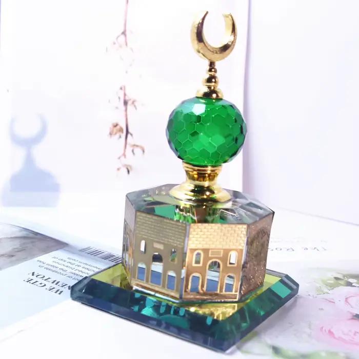 Modèle architectural en résine de la Mosquée Al-Aqsa, dôme octogonal plaqué or, cadeau artisanal décoratif pour la décoration de salon ou de bureau