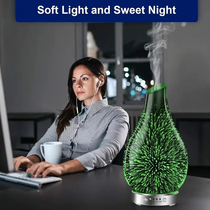 Nouveau diffuseur d'huiles essentielles ultrasonique 3D en verre 2026