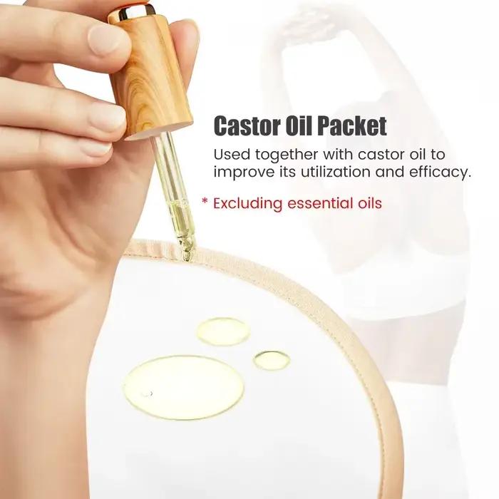 Pack d'huile de ricin, enveloppe de Compression d'huile de ricin biologique, huile de ricin réutilisable, aide à l'auto-conditionnement pour le foie, les muscles de l'abdomen et les reins