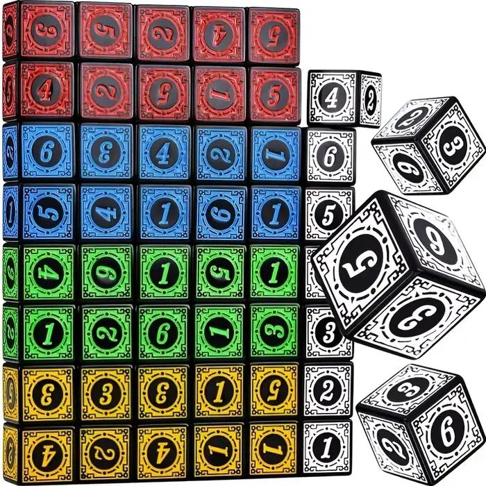 10 dés numérotés à 6 faces à motifs rétro aux couleurs vives pour jeux de société, jeux d'alcool, dés de menteur, dés DND, jeux de table