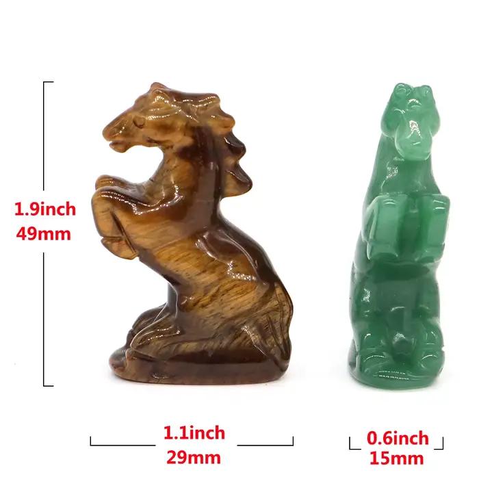 Statue de cheval naturelle Reiki, 49mm, pierres de guérison, améthyste, Quartz Rose, cristal sculpté, Figurine Feng Shui, décoration d'intérieur pour Halloween, cadeaux