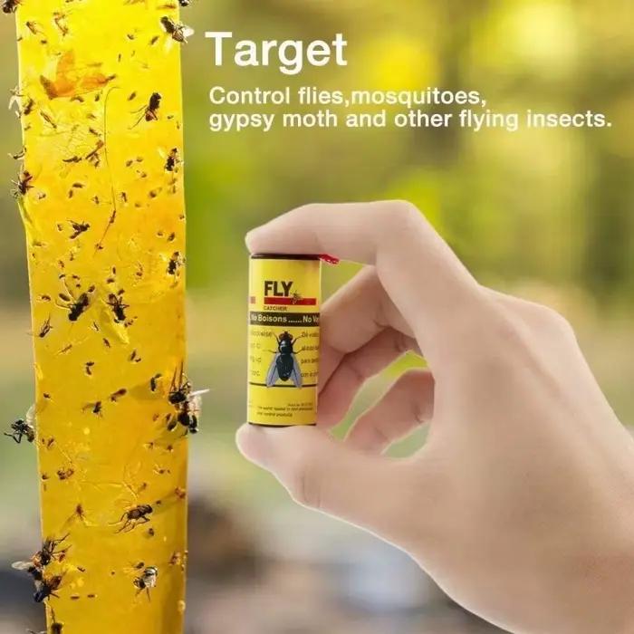 40/4 pièces Ruban adhésif double face pour mouches, bande de papier auto-adhésive forte pour attraper les insectes volants, les moustiques, les pièges à insectes, les pièges à mouches