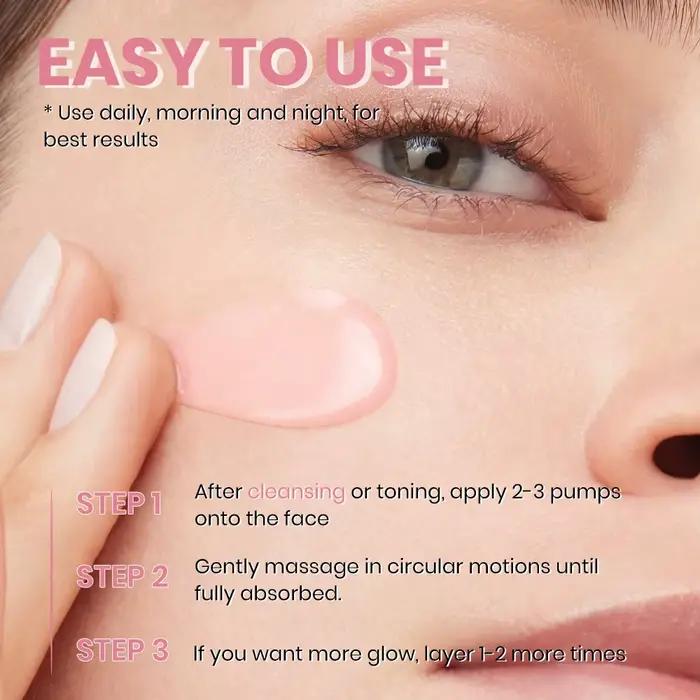 Sérum Pink Peptide Extract hydratant pour raffermir et illuminer la peau des femmes pour une routine de soins de peau luxueuse et efficace