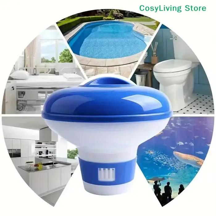 [CL] Distributeur de chlore flottant pour piscine de 5 pouces avec aérations à débit réglable et couvercle anti-fuite pour piscines intérieures et extérieures, spas et bains à remous[CL]