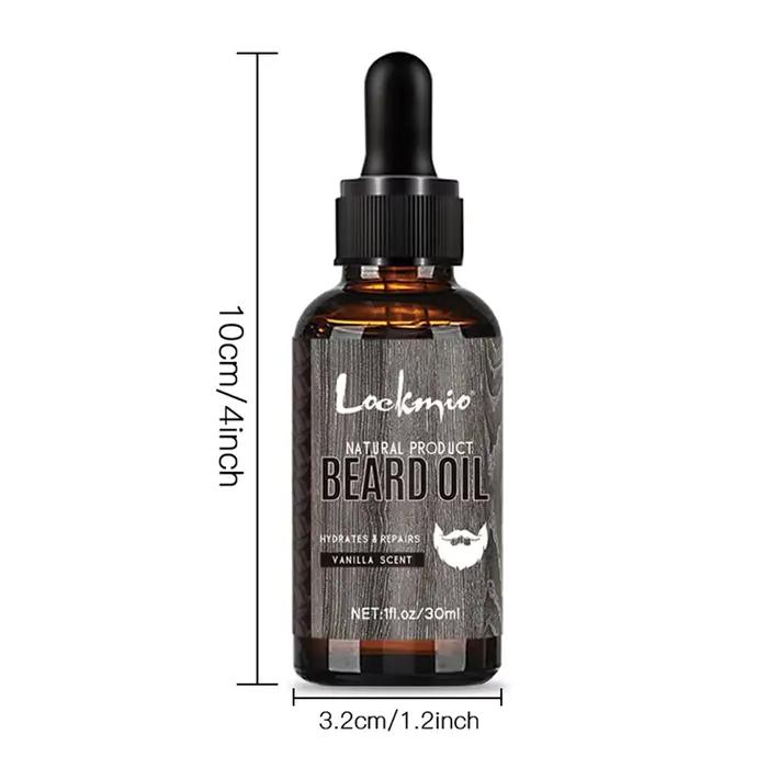 LOCKMIO 2 pièces huile de barbe naturelle pour le visage pour hommes parfum de vanille épaissir doux lisse nourrir les