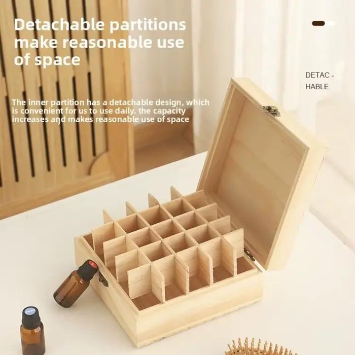 Nouvelle boîte de rangement en bois pour huiles essentielles, 12/15/16/25 compartiments, conteneur d'aromathérapie durable, étui de transport pour huiles essentielles, usage domestique