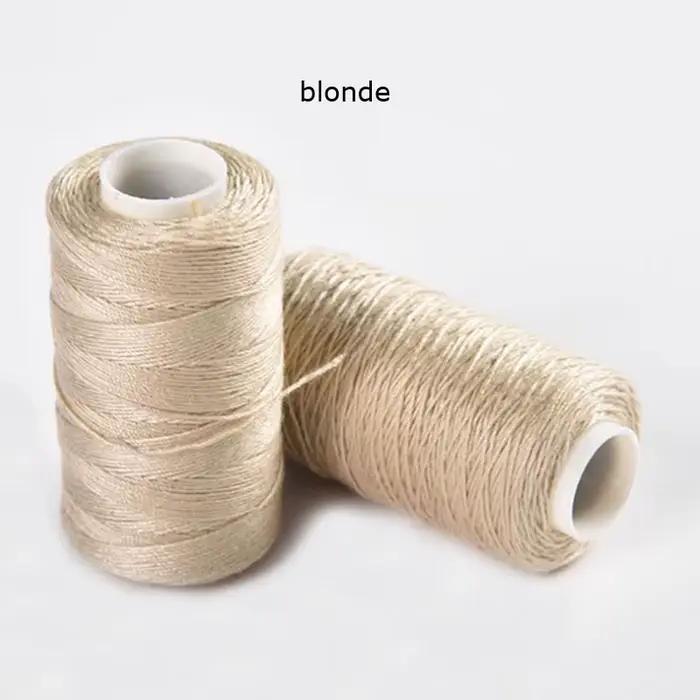 12 rouleaux de fil de tissage de cheveux en coton, avec 5 aiguilles incurvées en C pour trame de cheveux, clips de cheveux