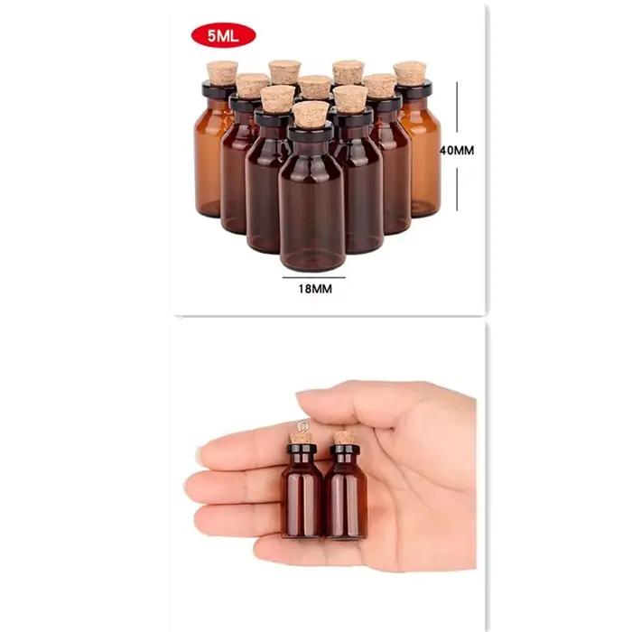 Petites bouteilles en verre ambré avec bouchons en liège