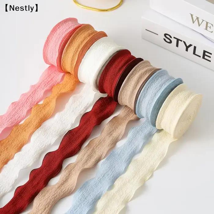 1 rouleau de ruban en fil de queue de poisson uni pour invitation de mariage, bouquets de fleurs, emballage de gâteaux d'anniversaire, ruban en dentelle, décoration〔Nest〕