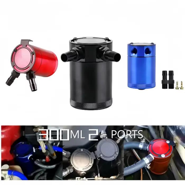 Réservoir d'huile en aluminium à 2 ports avec déflecteurs, 300 ml, séparateur d'huile usagée, pot de récupération des gaz d'échappement pour moteur