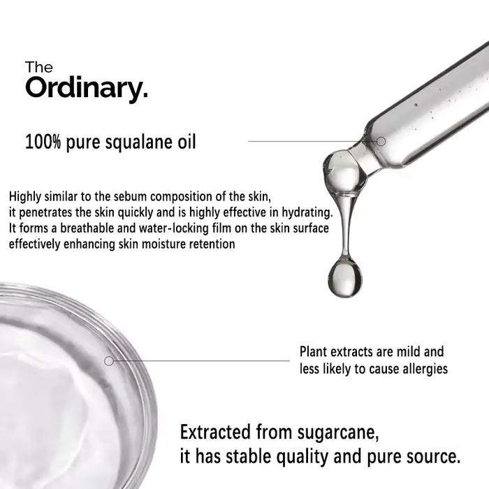Squalane 100% dérivé aux plantes pour l'hydratation de la peau et des cheveux Sérum pour le visage 30 ml Peut empêcher la perte d'œuvre des facteurs d'hydratation + HA 100 ml