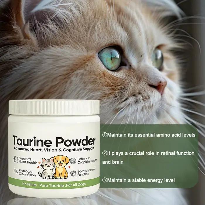 Poudre de Taurine Pure pour Chiens et Chats – Soutien Avancé pour la Santé Cardiaque, la Vision et la Cognition – Renforce l'Immunité – Compléments Nutritionnels pour Animaux de Compagnie